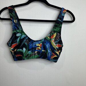 Nasty‎ Gal Womens Black Tropical Floral Print Crop Top Bikini Basic  Size 4